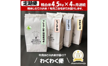 2022年日本農業賞「大賞」[4カ月連続]お米農家のわくわく便(4種類×4.5kg精白米)