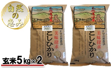 自然農法米こしひかり「自然の恵み」玄米5kg×2個[特別栽培米]