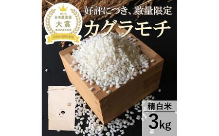 [日本農業賞大賞]もち米3kg精白米(カグラモチ)