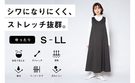 [ふるなび限定]レディース エヴリデイワンピース 丸洗い可 ストレッチ 速乾 部屋干し可 撥水 シワになりにくい チャコールグレー FN-Limited L