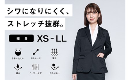 【ふるなび限定】レディース テーラードライトジャケット「ワークウェアスーツ」スーツに見える作業着 　 丸洗い可 ストレッチ 速乾 部屋干し可 撥水 シワになりにくい　ブラック FN-Limited-SP ファッション 女性  L