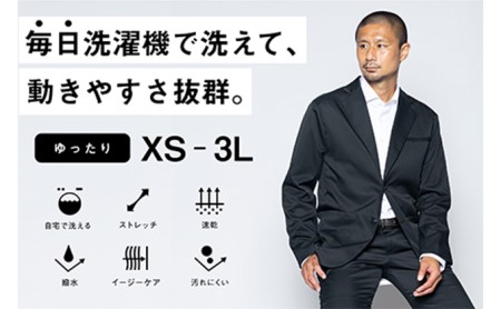 【ふるなび限定】メンズ テーラードライトジャケット「ワークウェアスーツ」スーツに見える作業着　丸洗い可 ストレッチ 速乾 部屋干し可 撥水 シワになりにくい　ブラック FN-Limited-SP ファッション 服 男性  L