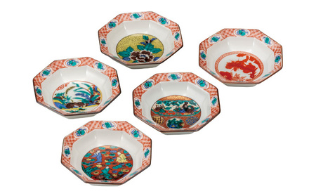 九谷焼　3.2号皿揃   時代絵 （5枚セット）a01 工芸品 