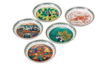 九谷焼　4.2号皿揃　時代絵 （5枚セット）a01 工芸品 
