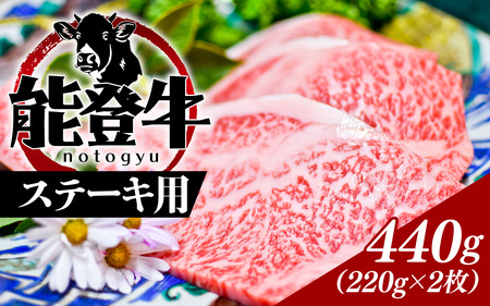 能登のブランド牛をご自宅で! 能登牛 ステーキ用 440g(220g × 2枚)| 冷凍便 肉 牛肉 奥能登 能登半島 国産 ステーキ肉 ブランド牛 和牛 黒毛和種 黒毛和牛 送料無料