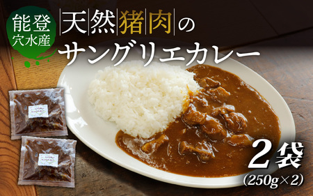 [能登・穴水産]天然 猪肉のサングリエカレー 2袋セット(計500g) | ジビエ 猪肉 レトルト