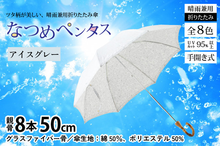 [アイスグレー]なつめペンタス 晴雨兼用折りたたみ傘 [J-035007_07]