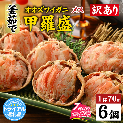 【訳あり】釜茹で 蟹好き集まれ！オオズワイガニ（メス）甲羅盛 6個セット [A-096037] / ズワイガニ