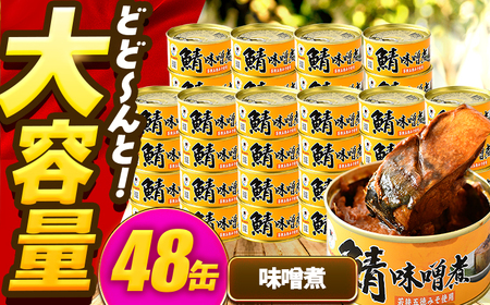 [年内配送]鯖味付缶詰[味噌煮] 48缶 (180g×48缶) / サバ缶 鯖缶 さば缶 鯖 サバ さば 缶詰 小浜市 / 福井缶詰[BFAB071]