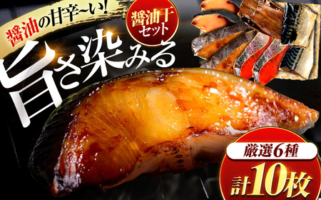 おばま醤油干 厳選6種詰め合わせ 計10枚(ぶり サーモン サバ いわし かれい)[配送不可地域:北海道・沖縄・離島] 小浜市 / 小浜海産物[BFAA141]