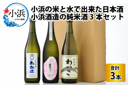 小浜の米と水で出来た 日本酒 小浜酒造の 純米酒 3本セット 地酒 飲み比べ [B-060001]