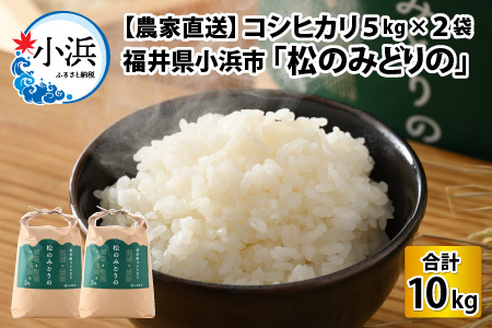 [先行予約][農家直送]コシヒカリ 5kg×2袋 令和6年産新米 福井県小浜市「松のみどりの」[2024年10月より順次発送][A-016021]