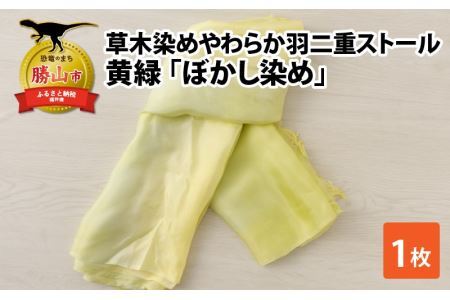 草木染めやわらか羽二重ストール 黄緑 ぼかし染め [B-053001]