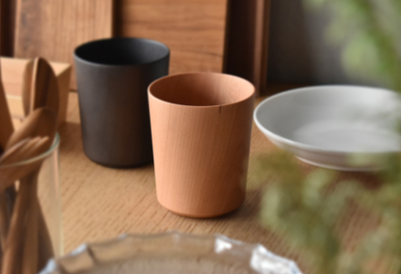 [Hacoa]食卓に温もりを添える天然木チェリーのコップ「Wooden Cup」