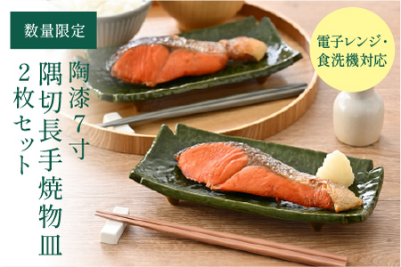 [数量限定]陶漆 7寸隅切長手焼物皿 2枚セット