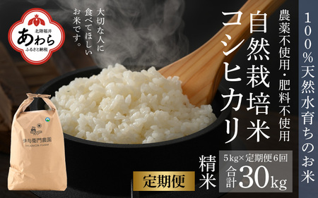 [定期便6回]令和6年産 新米 伊与衛門農園の自然栽培コシヒカリ精米 5kg×6回 伊与衛門農園の特別栽培米[温度と湿度を常時管理し新鮮米を出荷!]/ 米 白米 自然の力 高品質 鮮度抜群 ブランド米 福井県 あわら市産 スマート農業