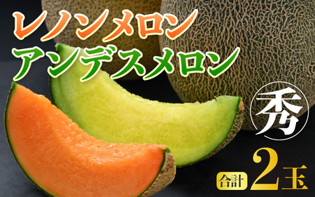【先行予約】佐藤農園の赤肉と青肉食べ比べ計2玉（レノンメロン・アンデスメロン）農家直送 秀品 お届け！ / フルーツ くだもの 特産 旬 夏 果物 完熟  メロン 朝どれ 美味しい お取り寄せ 贈答 ※2025年6月中旬より順次発送 [aw069-a011]