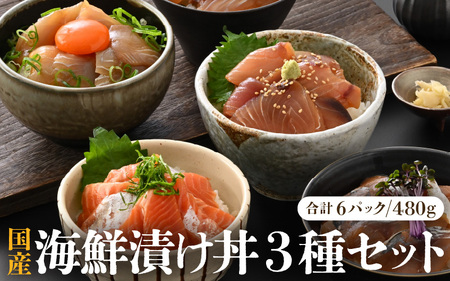 人気鮮魚店が贈る!海鮮漬け丼 3種セット / 海鮮丼 鯛 サーモン さわら はまち ぶり あじ 冷凍パック [aw002-a012]
