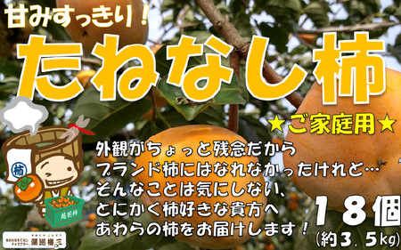 [先行予約][訳あり]甘みすっきり!あわらのたねなし柿 約3.5kg(18個入)(ご家庭用)/ 果物 フルーツ 産地直送 期間限定 ※2025年10月中旬以降準備出来次第発送 [aw031-a006]
