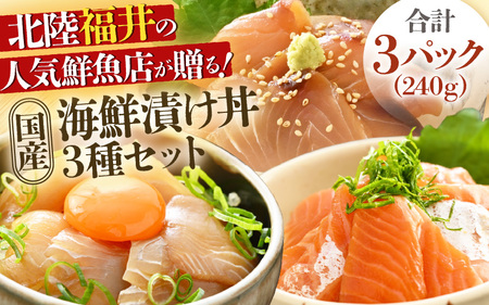 人気鮮魚店が贈る!海鮮漬け丼 3種セット 計3パック / 海鮮丼 鯛 サーモン さわら はまち ぶり あじ 冷凍パック [aw002-a016]