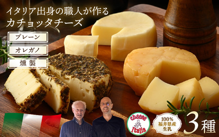 100%県産生乳!イタリア出身の職人が作るカチョッタチーズ3種(プレーン、オレガノ、燻製) [aw128-a006]