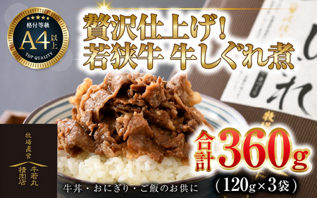 若狭牛の旨みを堪能! 贅沢仕上げ 若狭牛 牛しぐれ煮 120g(約2人前)×3袋 / 国産 牛肉 A4 A5 ブランド牛 [aw009-a003]