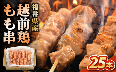 焼き鳥 福井県産越前鶏もも串 25g × 25本(冷凍) [やきとり 串焼き 鶏肉 とり肉 鶏もも肉 鳥もも肉 モモ肉 もも肉 国産 バーベキュー BBQ] [A-12423]
