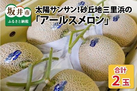 [先行予約]太陽サンサン砂丘地三里浜の アールスメロン 2玉 [2026年9月上旬以降順次発送予定] [A-8302]