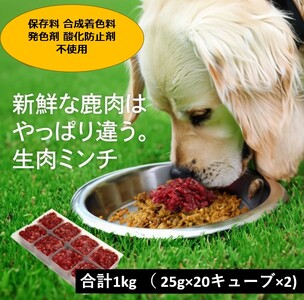 犬用鹿肉生肉ミンチ 25g×20キューブx2パック犬用 鹿肉 国産 1kg〜10kg 小分け 保存料不使用 着色料 不使用 無添加 生肉 アレルギー対策 健康づくり ドッグフード 自社加工 高タンパク 低脂肪 ダイエット 100%永平寺産 シニア 高齢 老 永平寺 福井 ウェステックスジャパン 森のごはん [B-036006]