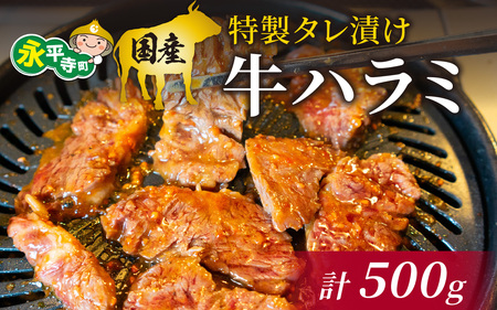 国産 特製タレ漬け牛ハラミ 250gx2パック (計500g)[B-019007]