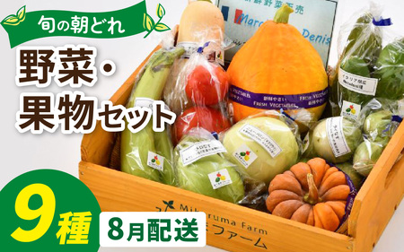 朝どれ 旬な野菜 果物セット9種類セット[お届け対象月 8月]農薬・化学肥料不使用
