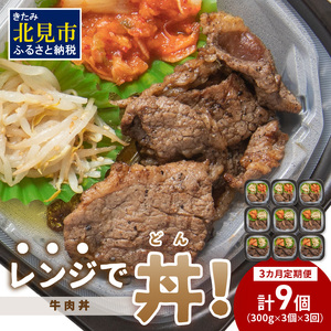 [3ヶ月定期便]レンジで丼!牛肉丼定期便 ( 牛肉 弁当 総菜 冷凍 簡単調理 サガリ カルビ ニノウデ )[999-0164]