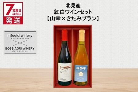 [7営業日以内に発送]北見産 紅白ワインセット(山幸×きたみブラン) ( ワイン 赤ワイン 白ワイン 紅白セット 山幸 きたみブラン ギフト 贈り物 )[186-0008]