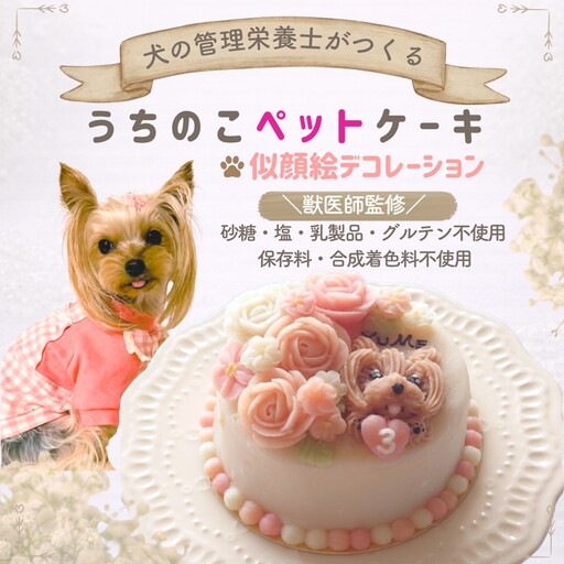 犬の栄養管理士がつくる うちの子ペットケーキ 3号 ( 似顔絵 デコレーション 犬用 ケーキ 犬用ケーキ 3号 犬 いぬ )[232-0001]