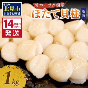 《14営業日以内に発送》オホーツク海産 冷凍ほたて貝柱 1kg 生食用 ( ホタテ ほたて 貝柱 貝 ホタテ貝柱 1000g 刺身 バター焼き 魚介類 海鮮 食品 返礼品 北海道 )【114-0044】