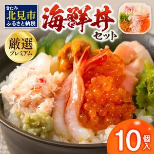 厳選！プレミアム海鮮丼セット10個入 ( うに ウニ 雲丹 貝 かい 海鮮丼 海鮮 魚介類 丼 プレミアム セット ふるさと納税 )【094-0044】