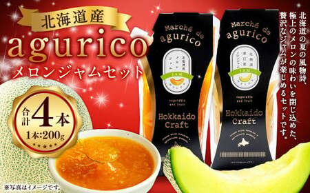 agurico メロンジャム セット 2種 200g×各2本 合計4本 | 果物 メロン めろん ジャム 浦臼町産 希少 キングメルティー