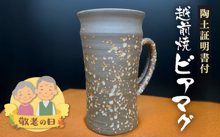 [敬老の日限定]越前焼 ビアマグ 志野 桐箱入り 光窯「陶土証明書あり」焼酎カップ マグカップ 万能カップ 福井県越前町 [2025年9月12日より順次発送][敬老の日 コーヒーカップ お茶 食器 酒 ビール コップ ギフト 電子レンジ 食洗機 工芸品 陶器 ] [e25-b019]