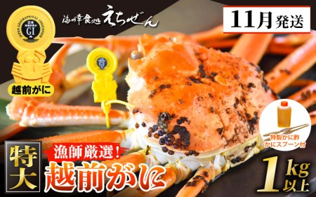 ≪浜茹で≫ 越前がに 特大 × 1杯(生で1kg以上)[11月発送分] [e38-x001_11]