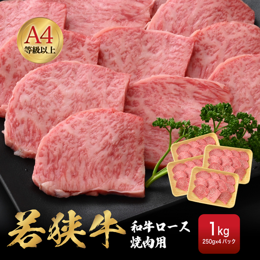 【ブランド肉】若狭牛 和牛ロース 焼肉用 計1kg 国産肉 冷凍 [e02-g002]