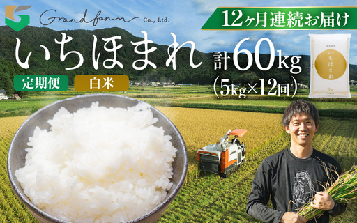 【先行予約】定期便 ≪12ヶ月連続お届け≫ 令和8年産 新米 いちほまれ 白米 5kg【2026年10月上旬以降順次発送予定】 白米 5キロ [m46-n004]