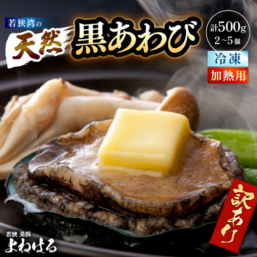 [訳あり][天然・冷凍]日本海 若狭湾の黒アワビ 約500g(2〜5個)[加熱用][アワビ あわび] [m17-b017]