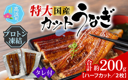 国産特大うなぎ 食べやすいハーフカット済　直火焼き後瞬間凍結（秘伝のタレ付き）【急速冷凍】（プロトン凍結）