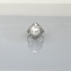 [一点もの]Pt900 アコヤ真珠ダイヤモンドリング FR9 K05072-H