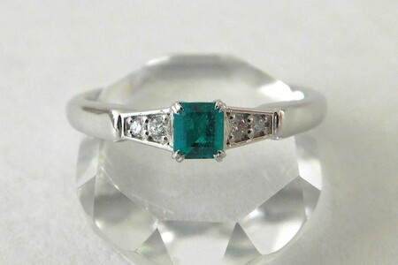 [ふるなび限定][一点もの]Pt900 コロンビア産エメラルド(0.20ct)ダイヤモンドリング K62 K06125-H FN-Limited-SP