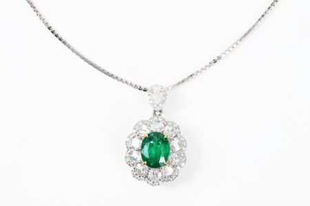 [ふるなび限定][一点もの]エメラルド(1.98ct)ダイヤモンドホワイトゴールドペンダント R116 K06139-H FN-Limited-SP