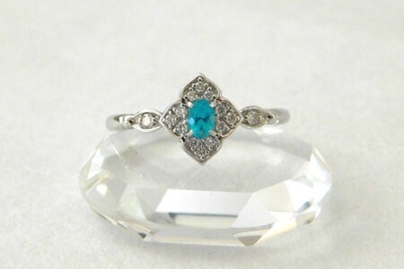 [ふるなび限定][一点もの]Pt900 ブラジル産パライバトルマリン(0.12ct)ダイヤモンドリング K56 K06119-H FN-Limited-SP