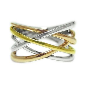 PT900/K18イエローゴールド/K18ピンクゴールド 3カラー地金幅広リング