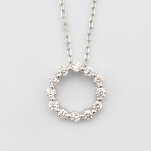 PT900/PT850 0.15ctダイヤモンド サークルペンダントネックレス