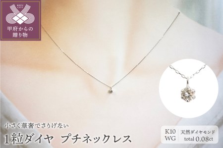 １０金イエローゴールド製 １粒 ダイヤモンド 0.08ct プチネックレス